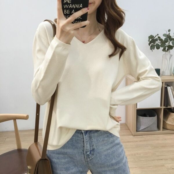 Solid Color Inner Wear Bottoming Shirt Sweater For Women - Image 10