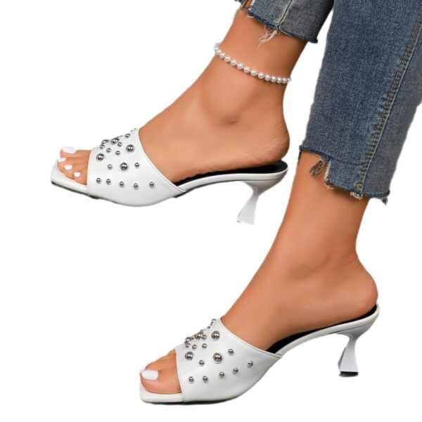 Slippers Plus Size Rivet Open Toe Stilettos - Image 2