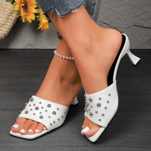 Slippers Plus Size Rivet Open Toe Stilettos - Image 5