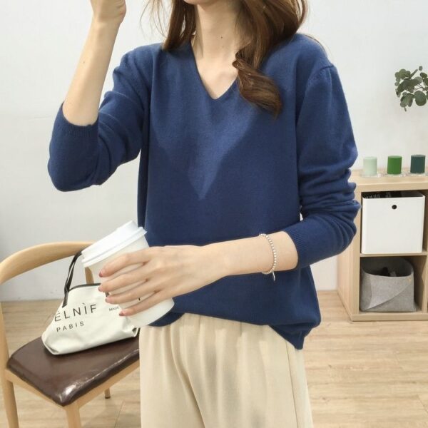 Solid Color Inner Wear Bottoming Shirt Sweater For Women - Image 4