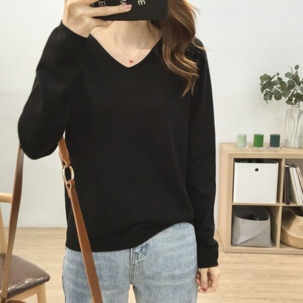 Solid Color Inner Wear Bottoming Shirt Sweater For Women - Image 7