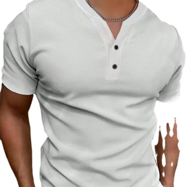 Summer Fashion Men's V-collar Short Sleeve Coat - Image 4