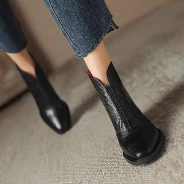 Women's Fashion Retro Square Toe Ankle Boots - Image 6