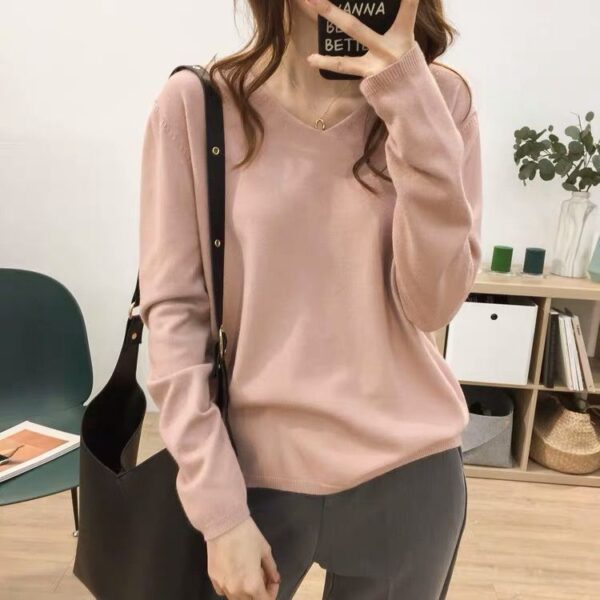 Solid Color Inner Wear Bottoming Shirt Sweater For Women - Image 2