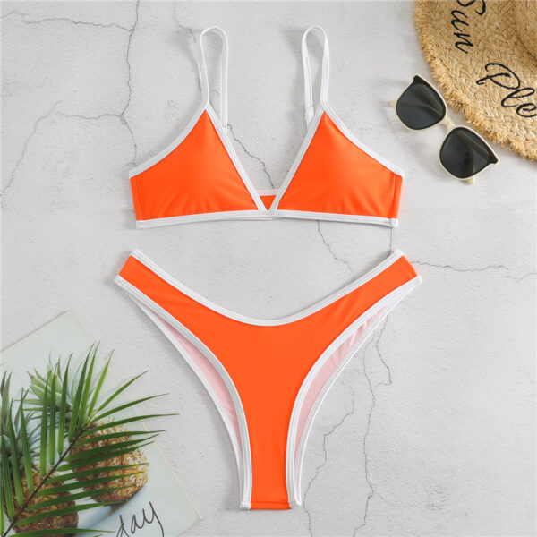 Europe And The United States Sexy Split Bikini Ladies Swimsuit Fashion Cute Solid Color Triangle BIKINI Swimsuit - Image 4