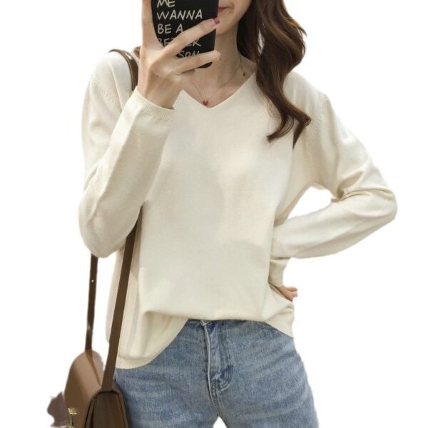 Solid Color Inner Wear Bottoming Shirt Sweater For Women - Image 6