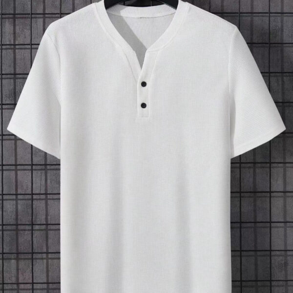 Summer Fashion Men's V-collar Short Sleeve Coat - Image 5